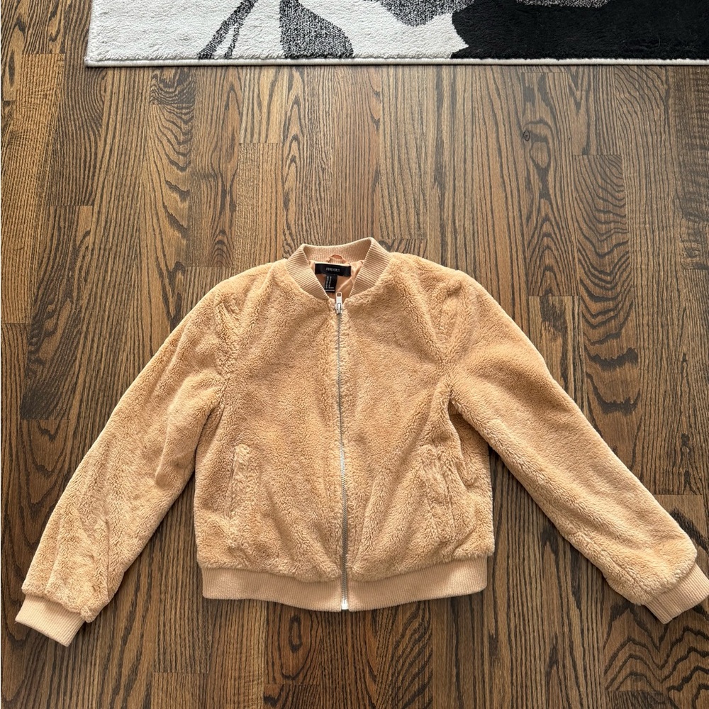 Tan Faux Fur Teddy Bomber Jacket
